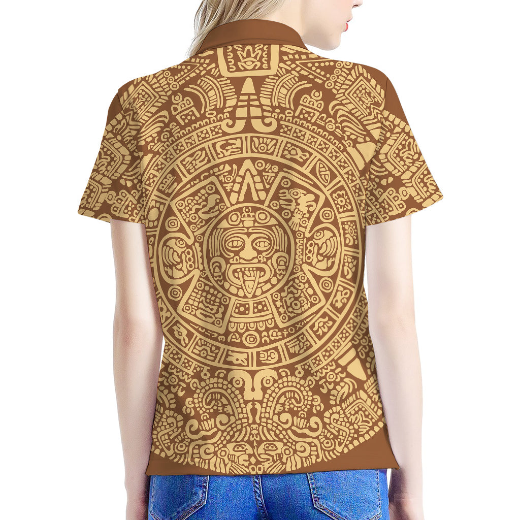 Mayan Calendar Print Women's Polo Shirt