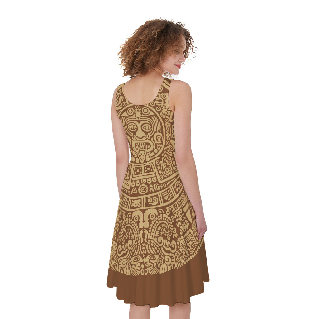 Mayan Calendar Print Women's Sleeveless Dress