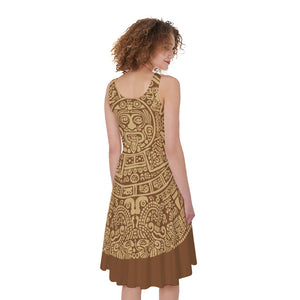 Mayan Calendar Print Women's Sleeveless Dress