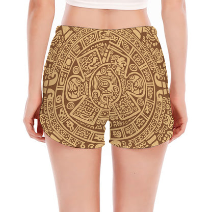 Mayan Calendar Print Women's Split Running Shorts