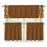 Mayan Circle Symbol Print 3 Piece Kitchen Curtains