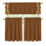 Mayan Circle Symbol Print 3 Piece Kitchen Curtains