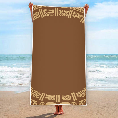Mayan Circle Symbol Print Beach Towel