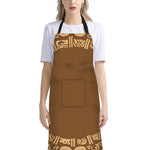 Mayan Circle Symbol Print Bib Apron With Pocket