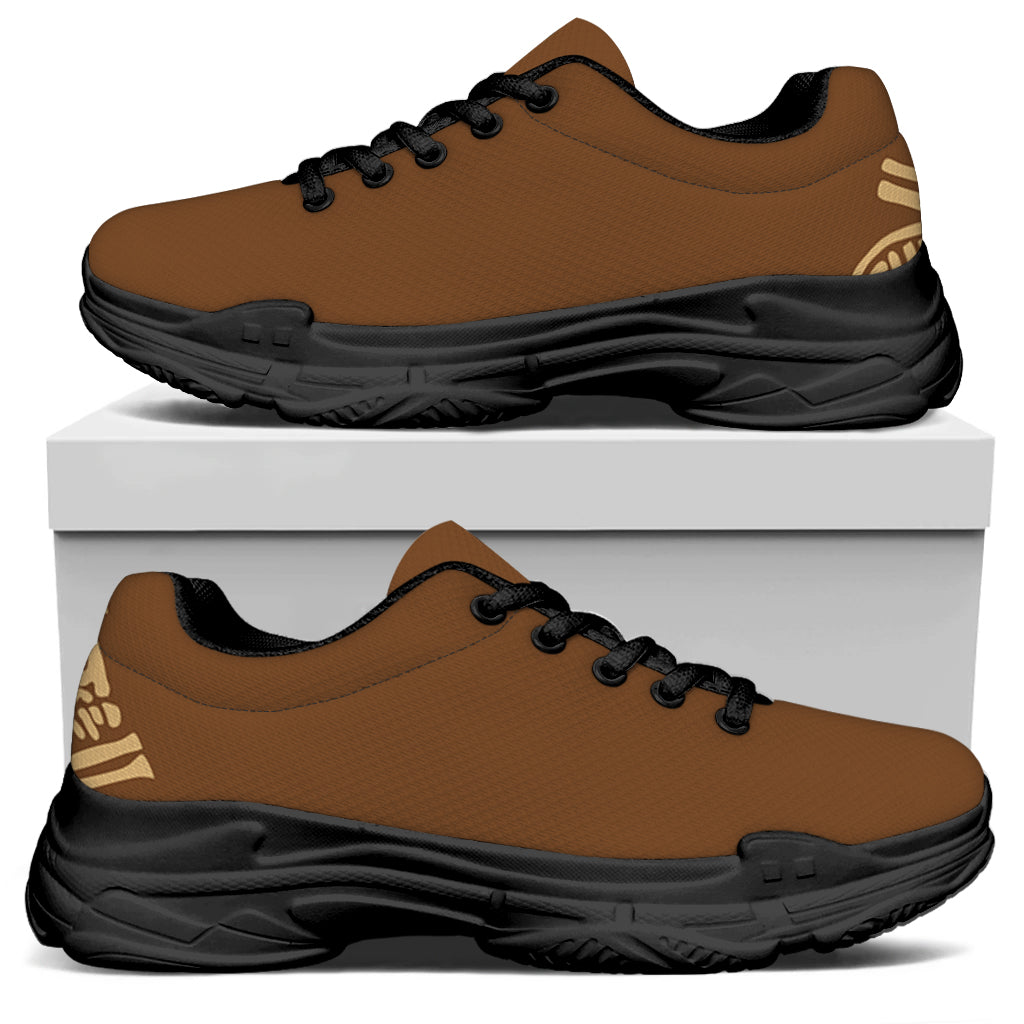 Mayan Circle Symbol Print Black Chunky Shoes