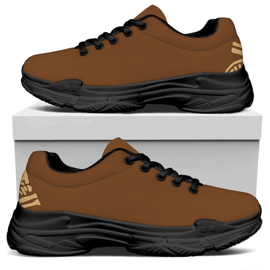 Mayan Circle Symbol Print Black Chunky Shoes