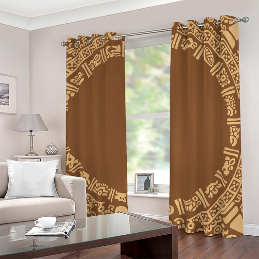 Mayan Circle Symbol Print Blackout Grommet Curtains