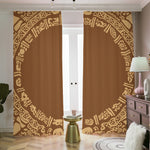 Mayan Circle Symbol Print Blackout Pencil Pleat Curtains