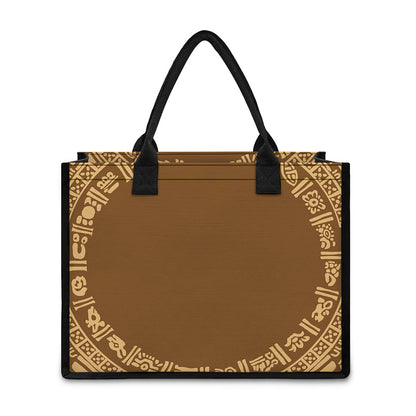Mayan Circle Symbol Print Canvas Tote Bag