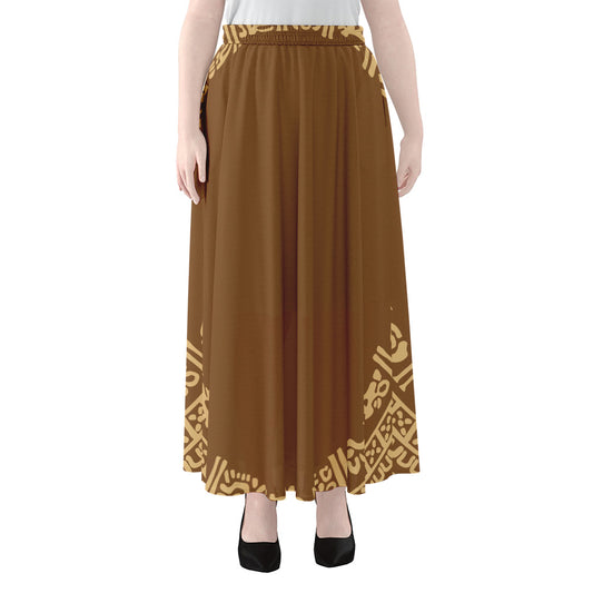 Mayan Circle Symbol Print Chiffon Maxi Skirt