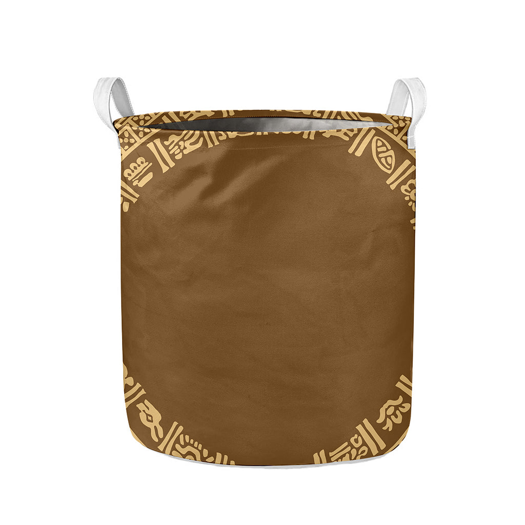Mayan Circle Symbol Print Collapsible Laundry Basket