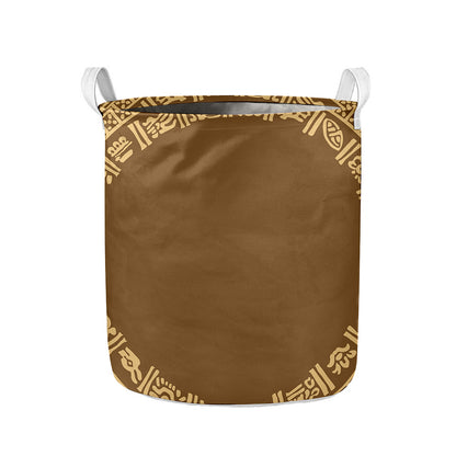 Mayan Circle Symbol Print Collapsible Laundry Basket