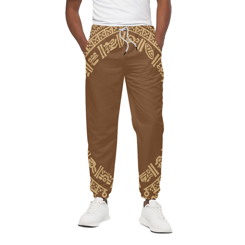 Mayan Circle Symbol Print Cotton Pants