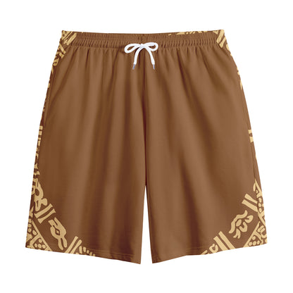 Mayan Circle Symbol Print Cotton Shorts