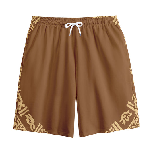 Mayan Circle Symbol Print Cotton Shorts