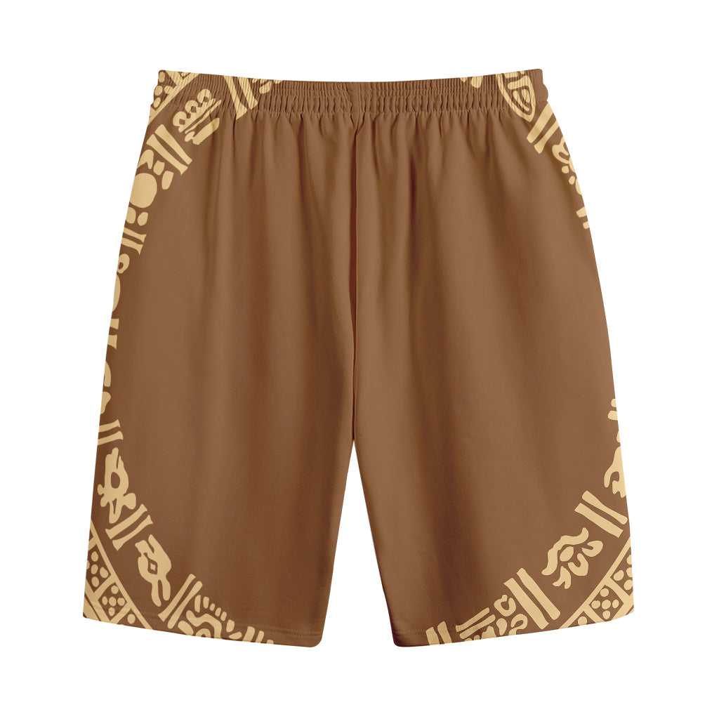 Mayan Circle Symbol Print Cotton Shorts