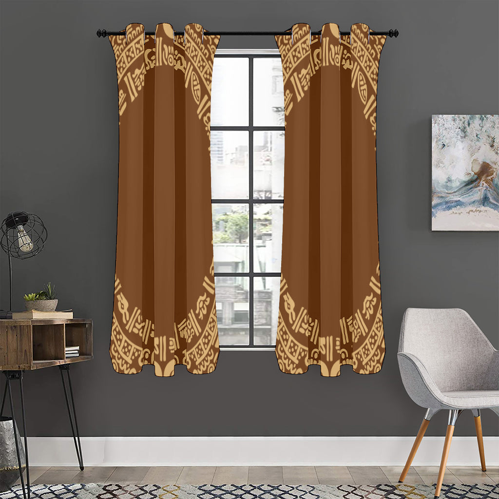 Mayan Circle Symbol Print Curtain