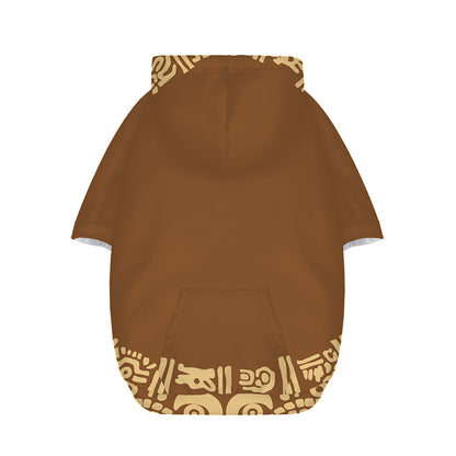 Mayan Circle Symbol Print Dog Zip Up Hoodie