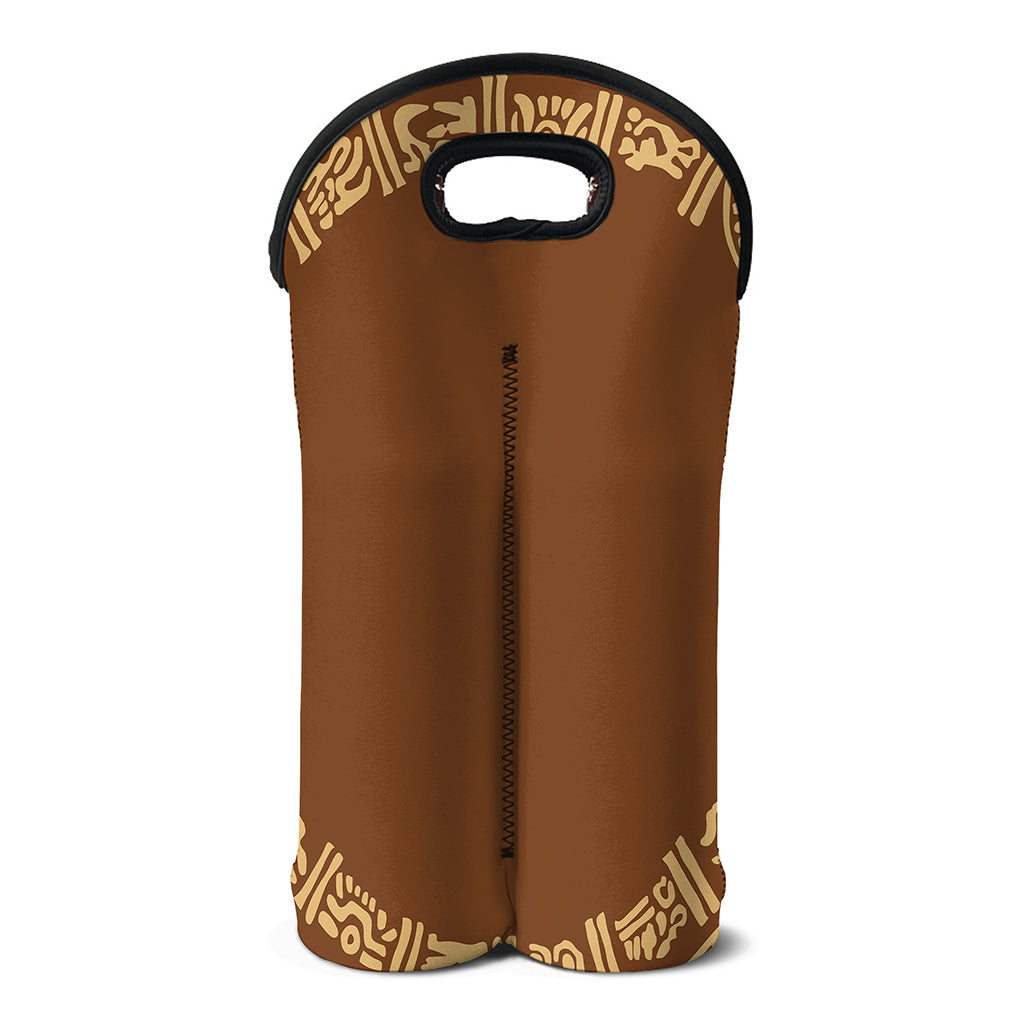 Mayan Circle Symbol Print Double Neoprene Wine Tote