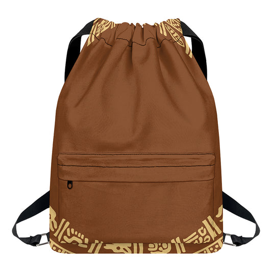 Mayan Circle Symbol Print Drawstring Backpack
