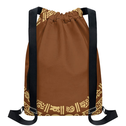 Mayan Circle Symbol Print Drawstring Backpack