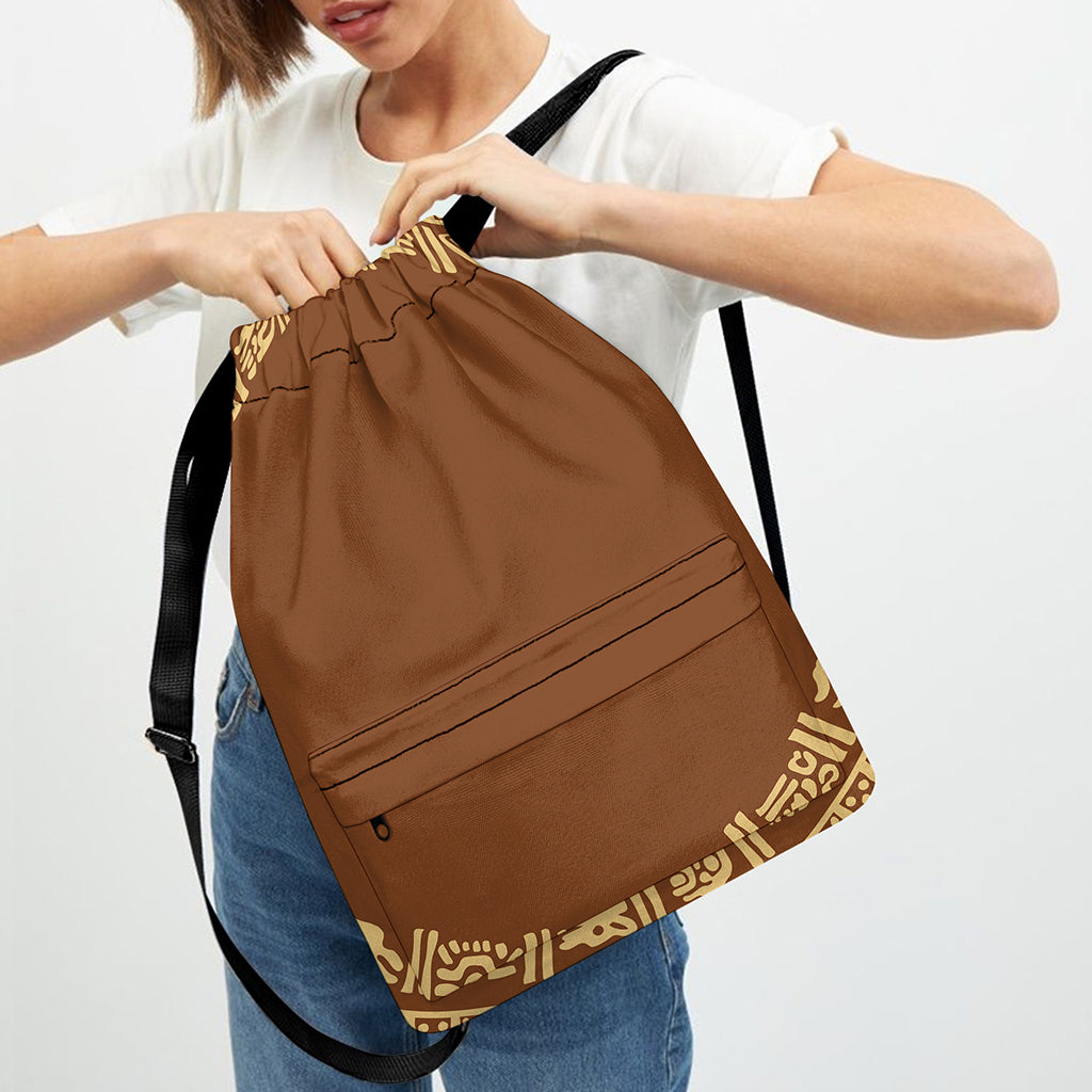 Mayan Circle Symbol Print Drawstring Backpack