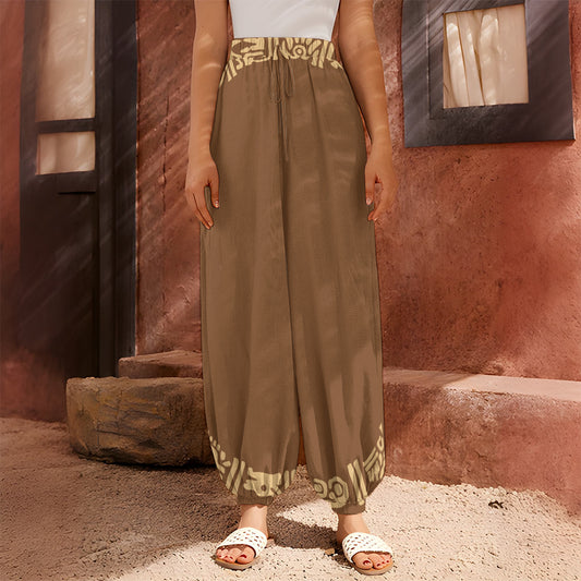 Mayan Circle Symbol Print Harem Pants
