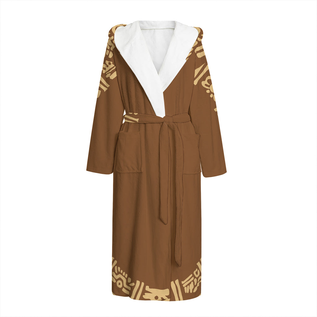 Mayan Circle Symbol Print Hooded Bathrobe