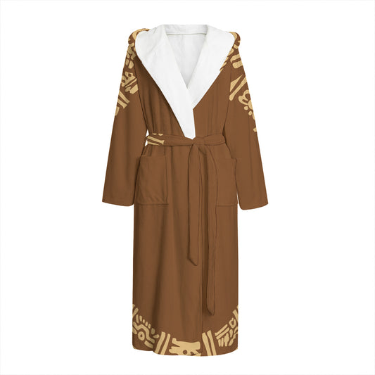 Mayan Circle Symbol Print Hooded Bathrobe