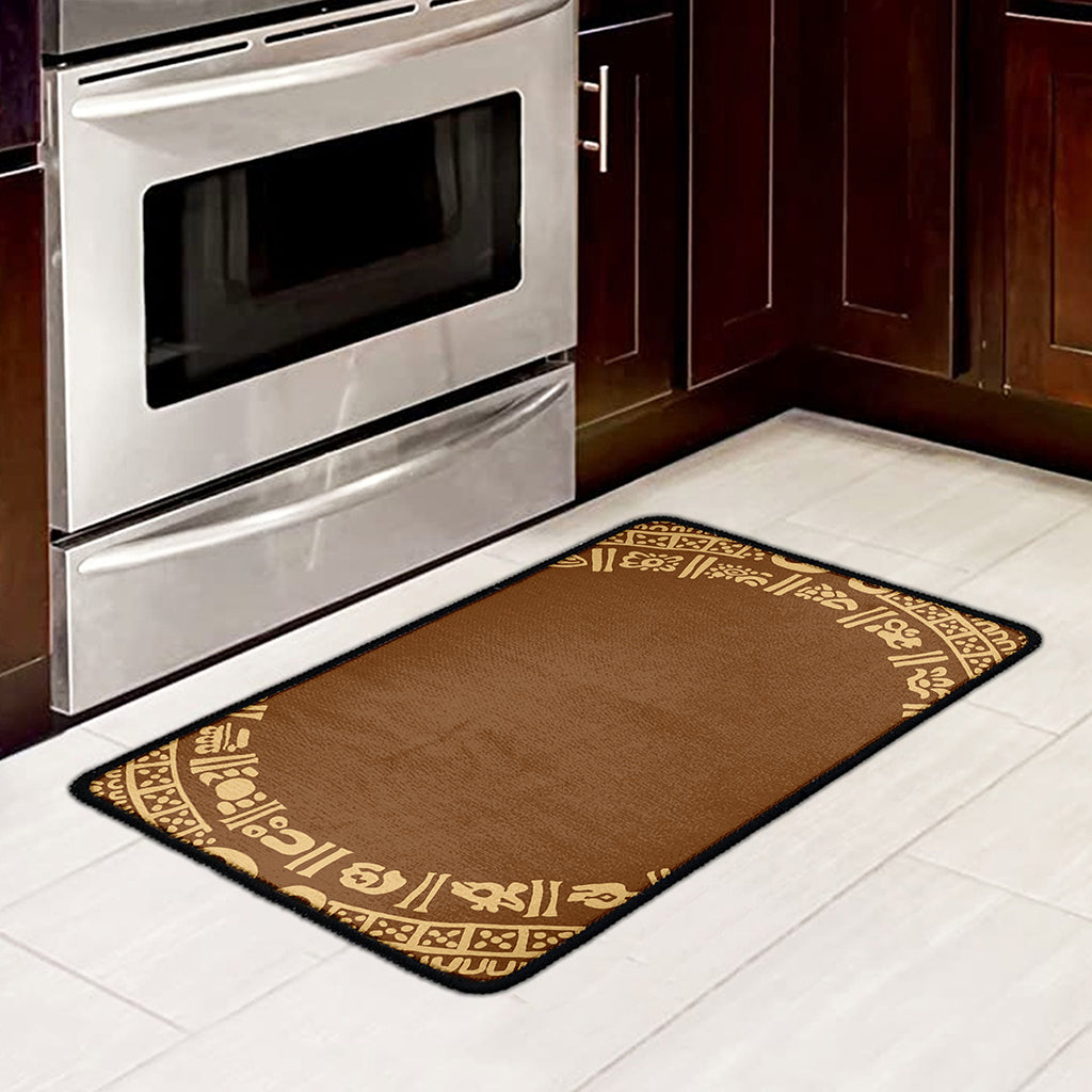 Mayan Circle Symbol Print Kitchen Mat
