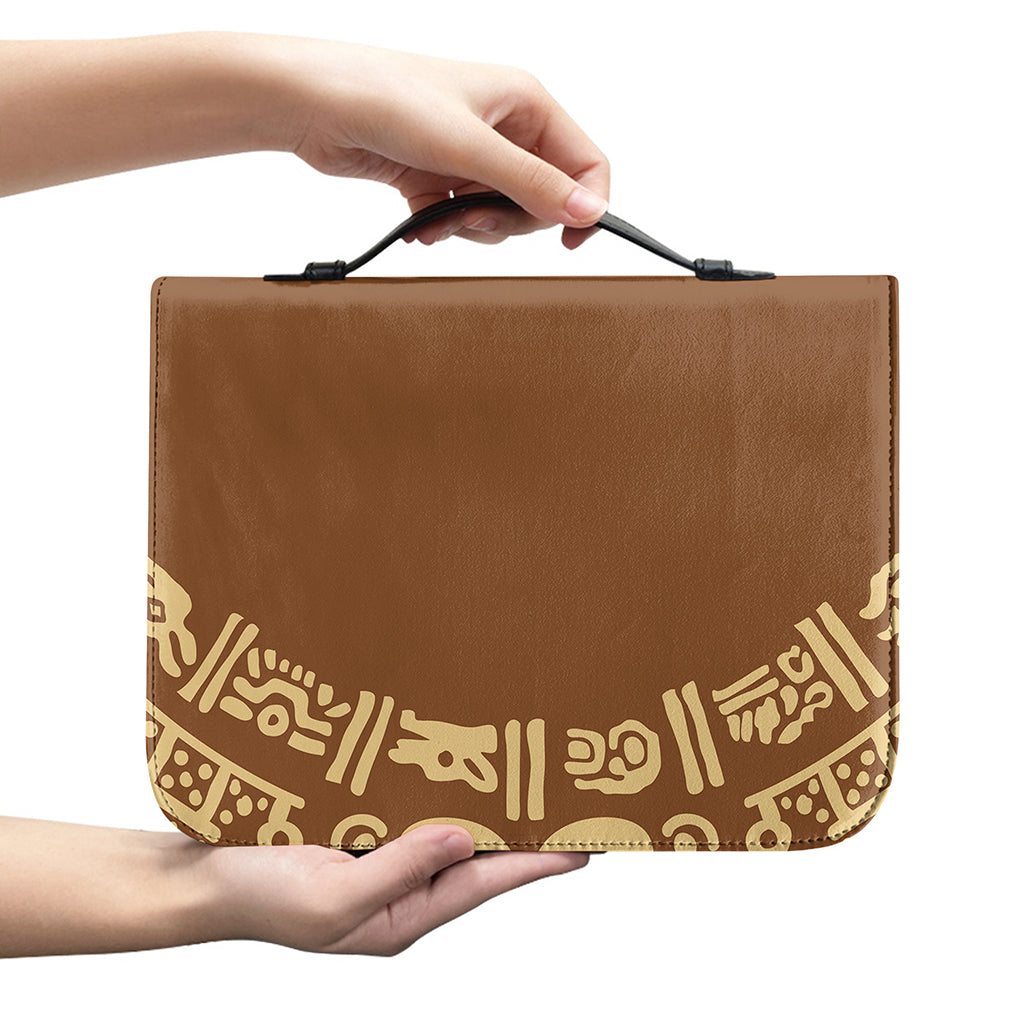 Mayan Circle Symbol Print Leather Bible Cover