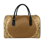 Mayan Circle Symbol Print Leather Duffle Bag