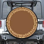 Mayan Circle Symbol Print Leather Spare Tire Cover