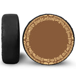 Mayan Circle Symbol Print Leather Spare Tire Cover