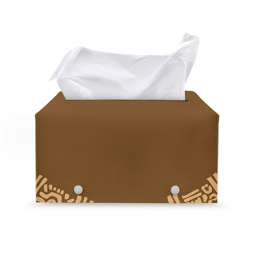 Mayan Circle Symbol Print Leather Tissue Box Cover