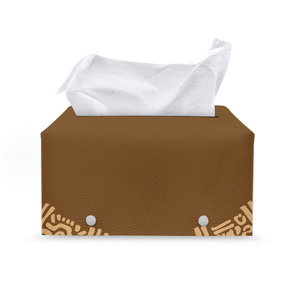Mayan Circle Symbol Print Leather Tissue Box Cover