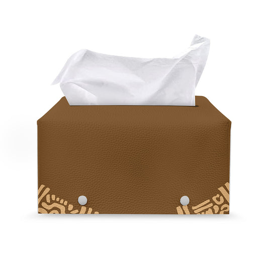Mayan Circle Symbol Print Leather Tissue Box Cover