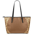 Mayan Circle Symbol Print Leather Tote Bag With Zipper