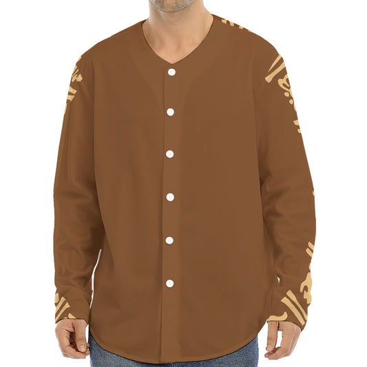 Mayan Circle Symbol Print Long Sleeve Baseball Jersey