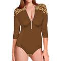 Mayan Circle Symbol Print Long Sleeve Swimsuit