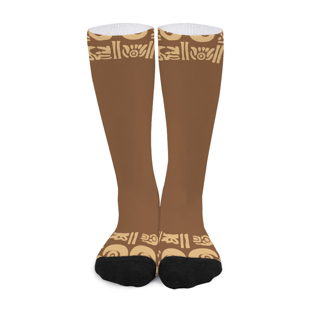 Mayan Circle Symbol Print Long Socks