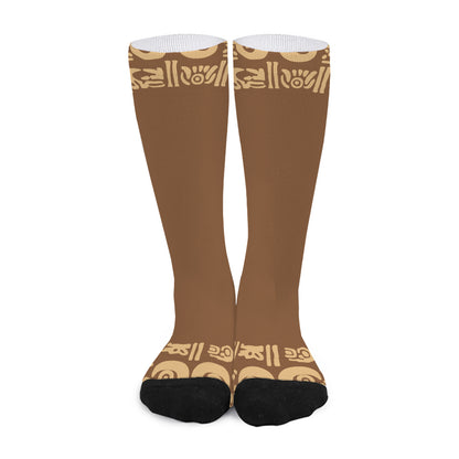 Mayan Circle Symbol Print Long Socks