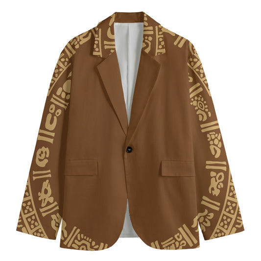 Mayan Circle Symbol Print Men's Cotton Blazer