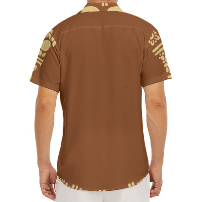 Mayan Circle Symbol Print Men's Deep V-Neck Shirt