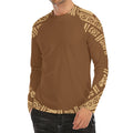 Mayan Circle Symbol Print Men's Long Sleeve Rash Guard
