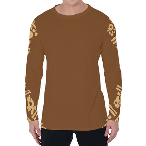 Mayan Circle Symbol Print Men's Long Sleeve T-Shirt