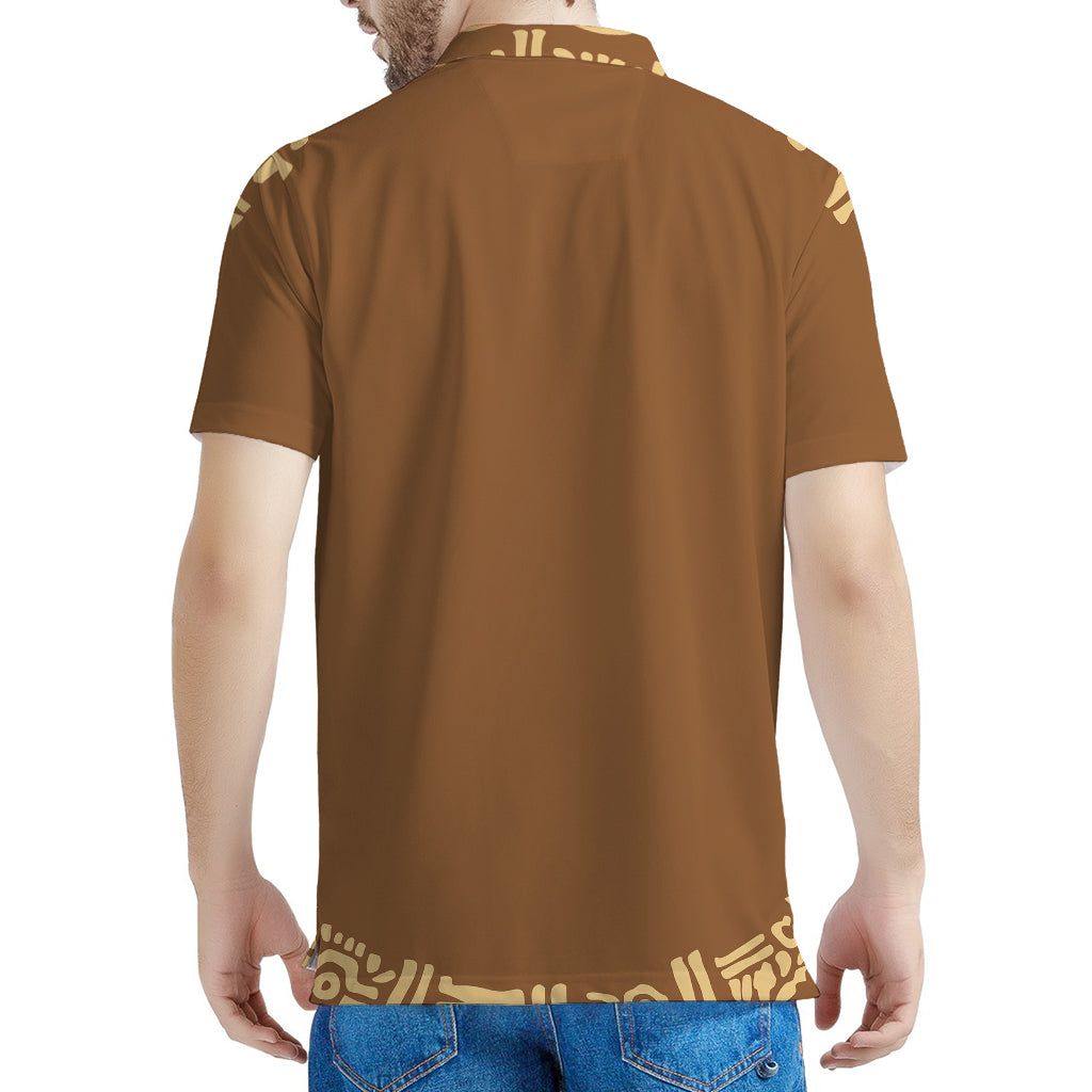 Mayan Circle Symbol Print Men's Polo Shirt