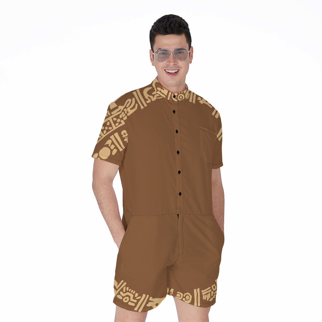 Mayan Circle Symbol Print Men's Rompers