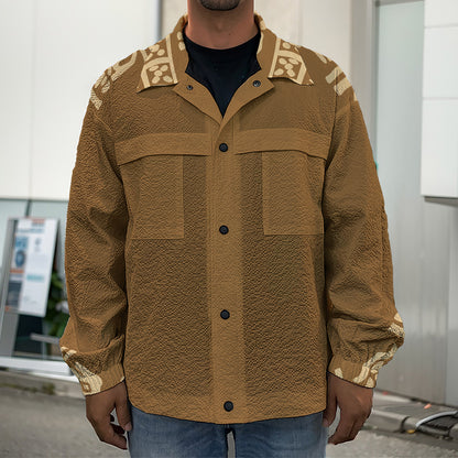 Mayan Circle Symbol Print Men's Shirt Jacket