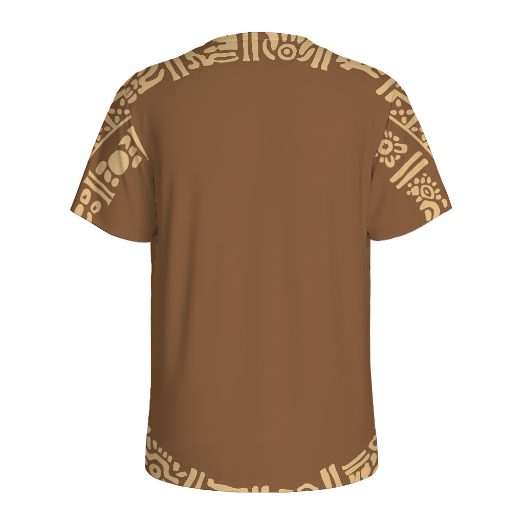 Mayan Circle Symbol Print Men's Sports T-Shirt